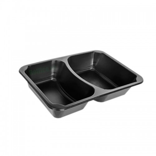 Caserole termo negre, 2 compartimente, 50buc/set