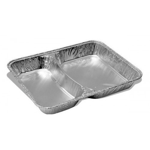 Caserole aluminiu 2 compartimente 100buc/set